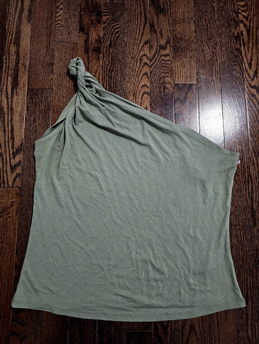 Dex Olive Green One-Shoulder Knot Camisole Top Knit Size XL